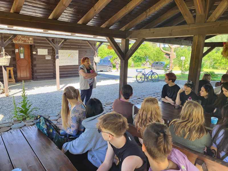 Schüler und Schülerinnen beim Besuch am Bio-Bauernhof